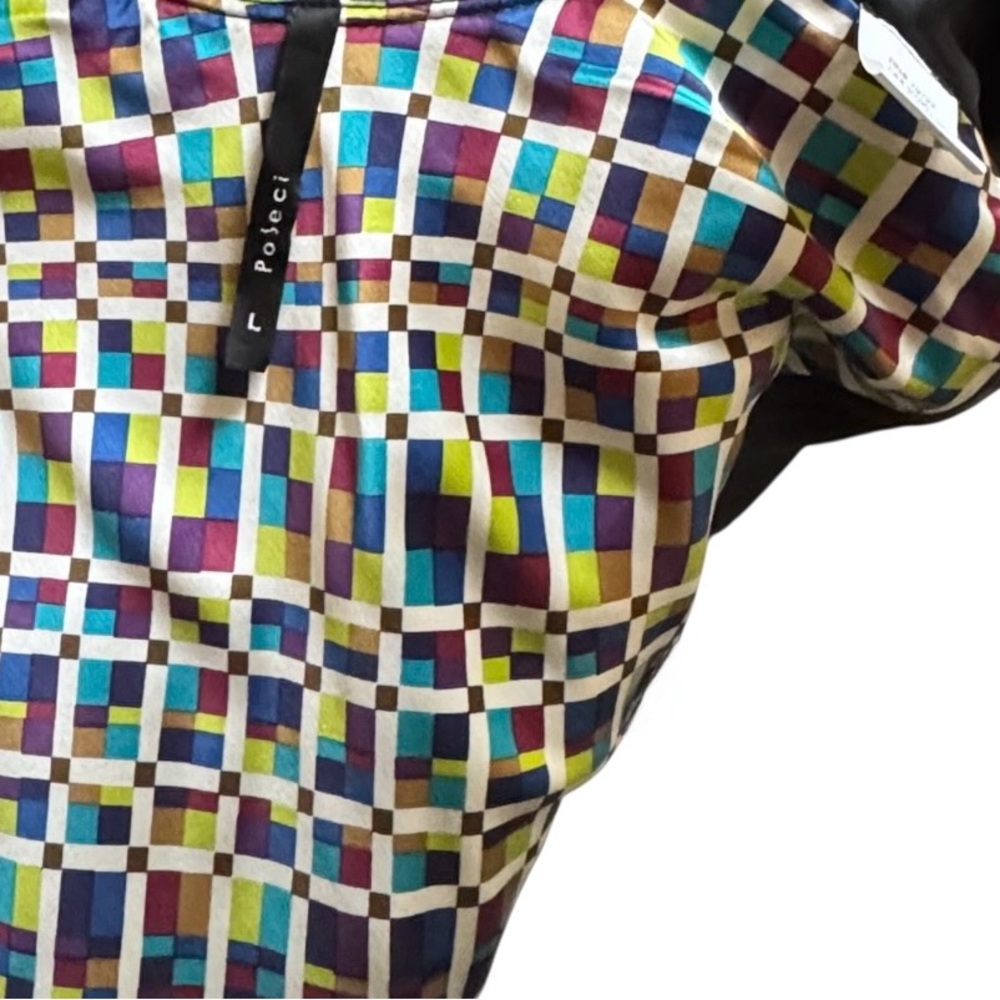 Y2K Multi Color Tweed Collar Cape Jacket Asymmetrical Button Front Lined Large - Picture 12 of 15